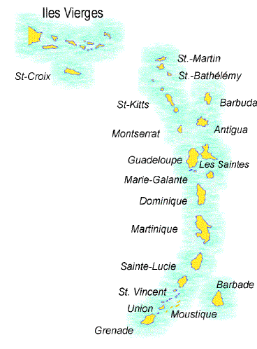 Carte des Antilles